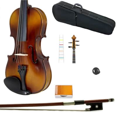 3/4 Solid Wood Student Violin w Case/Bow/Rosin/String/Fingerchart/Mute image 1