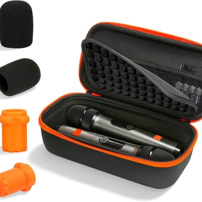 Hard Shell Microphone Case for JBL Wireless Two Mic System & PartyBox Wireless Mic, Carrying Travel Mics Storage Bag with 2 Microphone Cover and 2 Silicone Bases for Karaoke Stage Parties image 1
