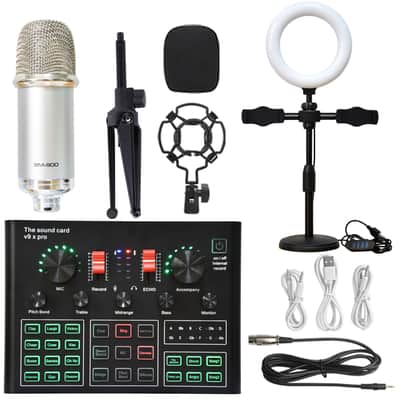 V8s Sound Card Suit Mobile Phone Sound Card Microphone Microphone Bracket Fill Light Sound Card Full Set Of Equipment image 4