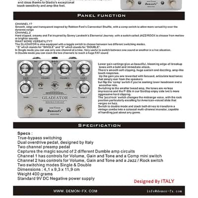 Demon FX GLADIATOR DOUBLE PRE-AMP Guitar Effect Pedal image 7