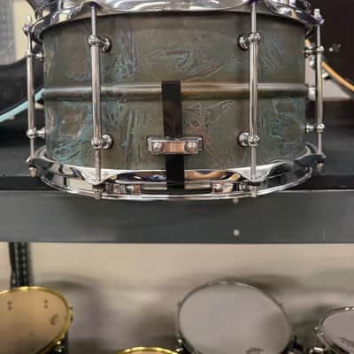 Pork Pie PP7X13PB Patina Brass 7x13" Snare Drum with Tube Lugs 2010s - Green Patina Brass image 4