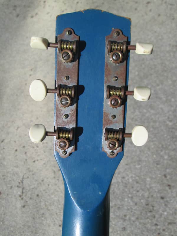 Vintage '50s Stella Harmony Blue Sundale Deco Parlor Guitar for