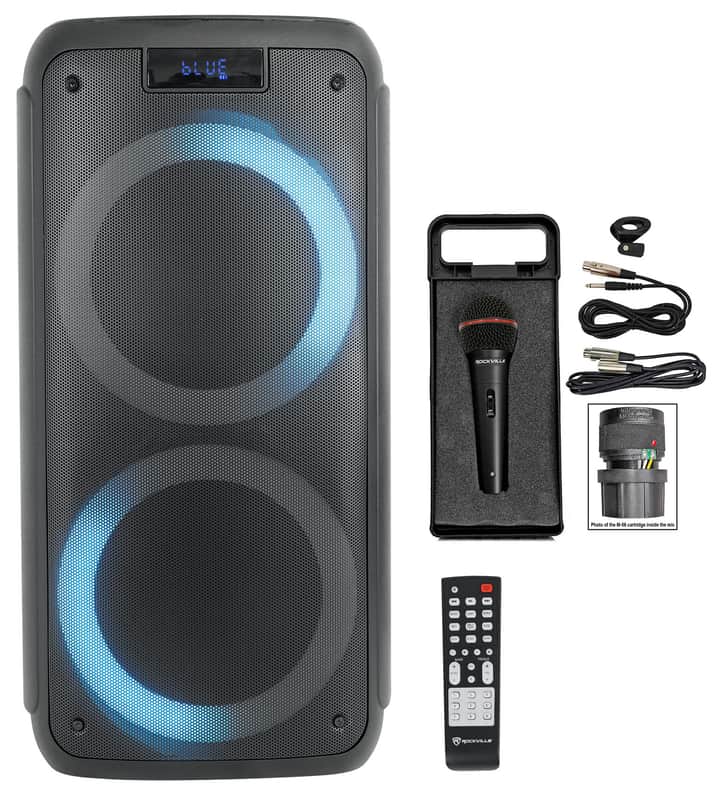 Rockville ROCK PARTY Dual 8" Wireless Rechargeable Karaoke Machine System w/Mic image 1