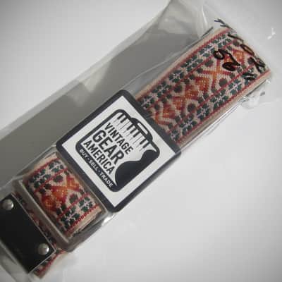 ACE Guitar Strap Unbranded Hippie Guitar Strap Genuine Vintage Part Circa-1960s-Light Brown with Green & Orange image 8