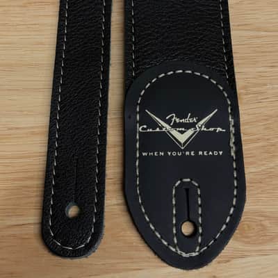Fender Custom Shop Guitar Bass Strap Black Leather image 2