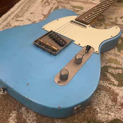 LSL T Bone Tele Masterbuilt By Chris Fleming Lake Arrowhead Blue image 4