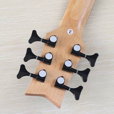 Sunburst 6 String Electric Bass, Solid Basswood Body, Maple Neck 24 Frets image 8