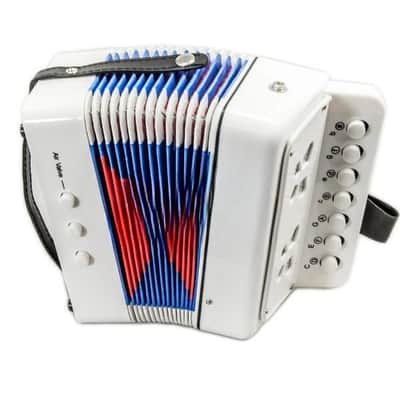 Top Quality White Accordion Kids Musical Toy w 7 Buttons 2 Bass image 2
