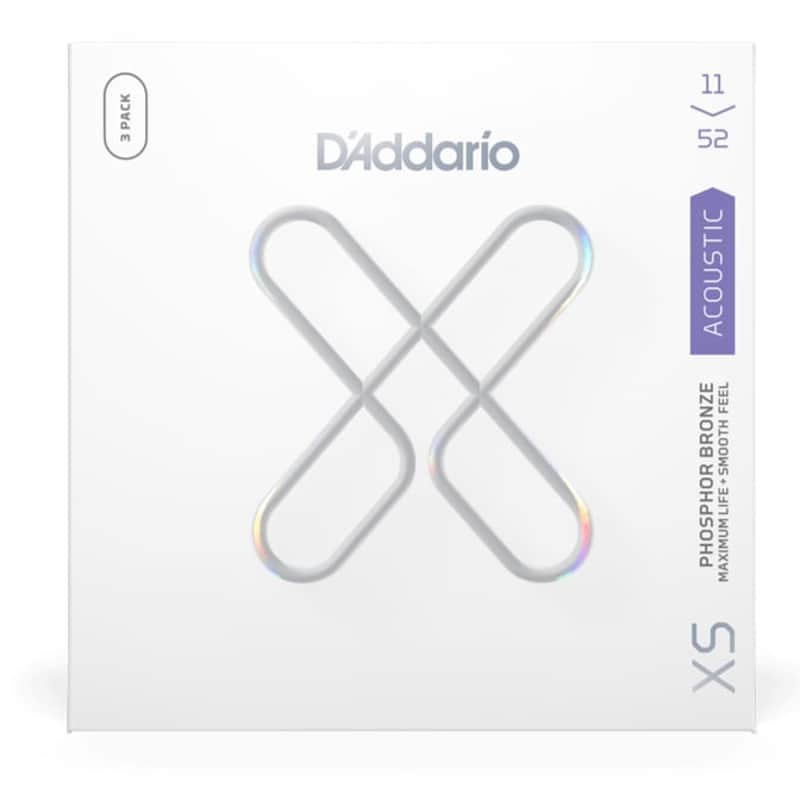 D'Addario XSAPB1152-3P 3-Pack XS Phosphor Bronze Acoustic Guitar Strings Custom Light 11-52 image 1