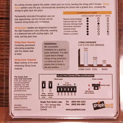 Graph Tech String Saver Originals Strat & Tele Style Saddles 2 3/16" String Spacing (PS-8000-F0) image 4