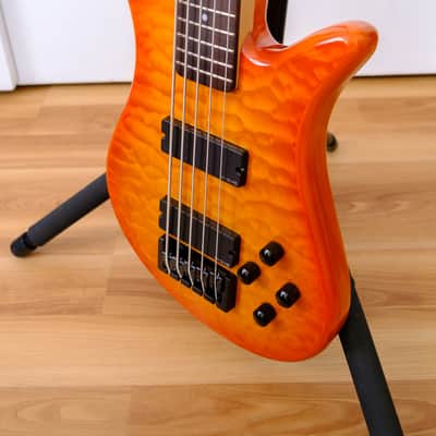 Spector Q5 Pro 5 string bass Amber Burst Finish + EMGHZ Pickups + EMG BTS Preamp + Original Case image 11