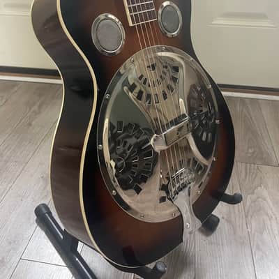 Vintage Regal Round Neck Resonator Acoustic Guitar Sunburst image 1