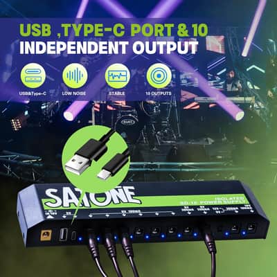 Guitar Pedal Power Supply,9v Effects Pedal Board Power Supply with 10 Isolated DC Output and Satone S803 Antre Reverb Electric Guitar Effect Pedal image 6