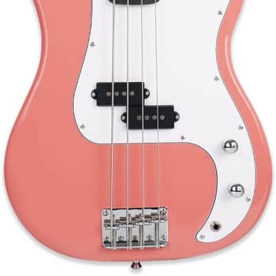 Full Size 4 Four String Electric Bass Guitar 20W Amplifier Amp Right Hand Beginner Starter Kit Set Combo Bundle Accessory Gig Bag,Strap,Picks,Capo,Noiselss Cable,Strings (Pink) image 3