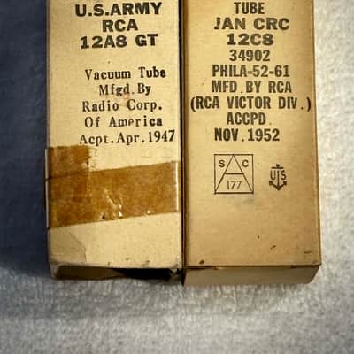 NOS RCA 12C8 & 12A8 Vacuum Tube set of (2) Circa-1960s-Glass image 1