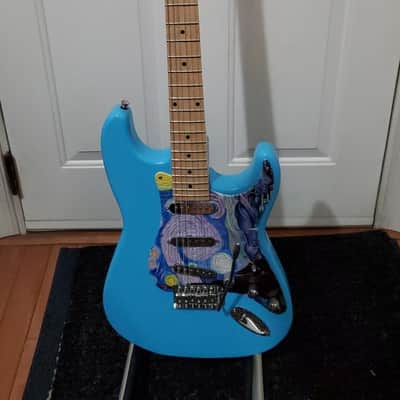 ~Cashified~ Indio Classic Stratocaster Style Electric Guitar w/Van Gogh "Starry Night" Pickguard image 2