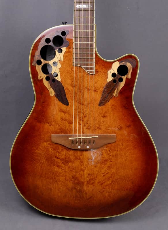 RARE Ovation CS 2000 Celebrity Deluxe Limited Edition Cherry Sunburst Flame Birdseye Maple ~MINT Top~ Elite image 1