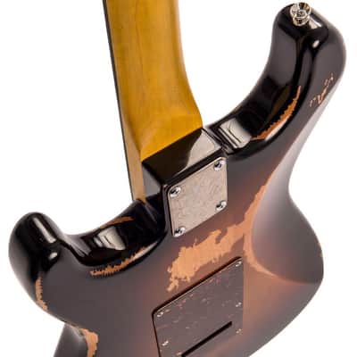 Vintage Vintage V6H ICON HSS Electric Guitar ~ Ultra-Gloss Distressed Sunset Sunburst  V6HMRSSB image 4