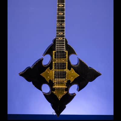 Barry Collier Rebeth Gothic Cross with Ram's Head Pentagram 1982 Black with a feint gold pinstripe a image 1