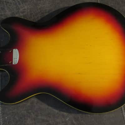 Vintage 1960s Silvertone 1418 Sunburst Semi Hollow Guitar Body Japan Teisco image 6