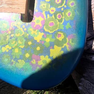 Blue Flower Floral Strat ST  Body, Aged, Relic , Nitro , Ash image 5