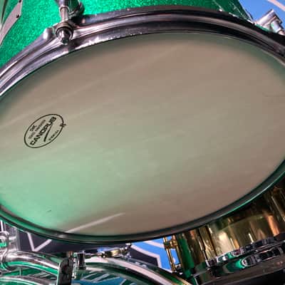 Frankie Banali's Quiet Riot, Canopus 4-Piece Set, 26", 18", 16", 14" , 6.5x14 Brass Snare. 2010 - Green Sparkle, Bonham Sizes! With Hardware and Frankie's Stick Bag! image 24