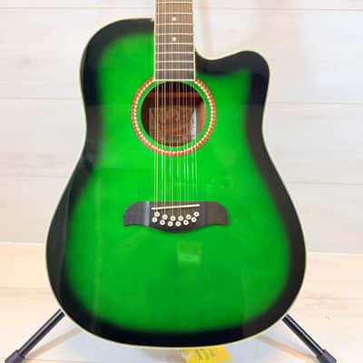 Oscar Schmidt OD312CE 12-String Cutaway Acoustic-Electric Guitar Green Burst w/ Hard Case 2019 image 2