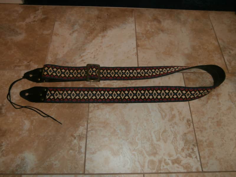 Vintage 1960's Ace-Style Guitar Strap! Metal Buckle! Red, White, and Blue! image 1