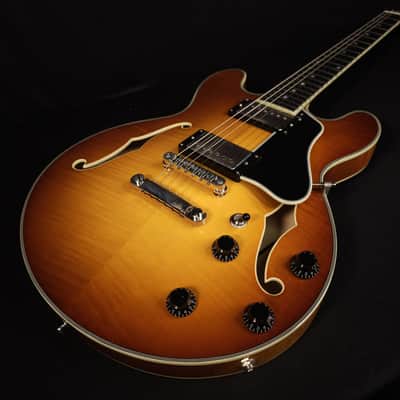 Eastman T484 Gold Burst Finish Flame Maple Thinline Guitar, Hard Case image 19
