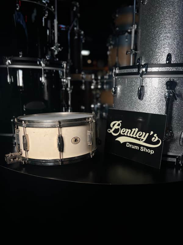 Vintage 1936 Ludwig & Ludwig 6.5x14" Super Solid 1ply Maple Snare Drum in White Duco & Nickel Plated Hardware image 1