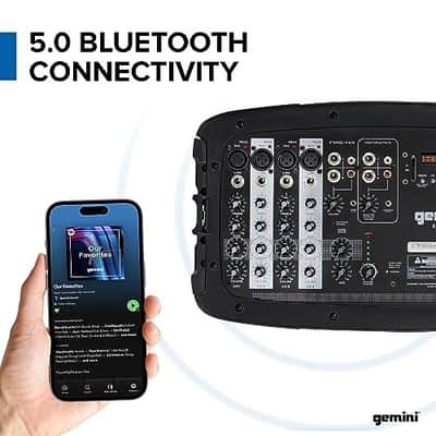 Gemini Sound ES-210MXBLU - Ultra-Portable Professional PA System with Dual 10" Speakers, Built-in Mixer, Bluetooth Streaming, Ideal for DJs, Musicians & Podcasters image 2