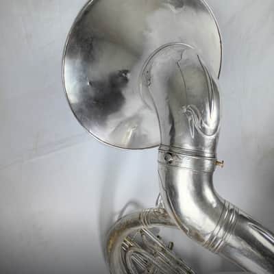 King 2350 BBb Satin Silver Sousaphone - complete overhaul with case, neck, and bits image 8