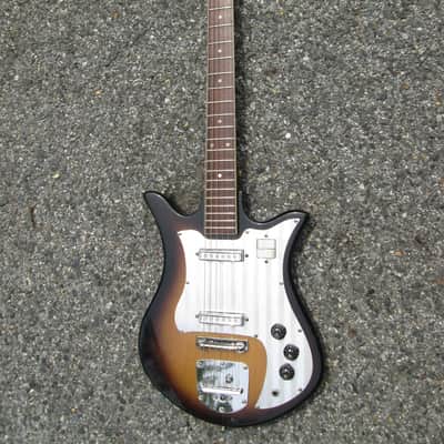 Vintage 60s Teisco Decca TULIP Guitar '3-D' Metal Pickguard 4/2 Headstock!  JAPAN ! HAS WIRING MOD image 1