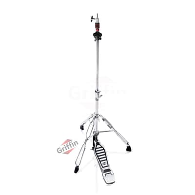 Griffin Hi-Hat Pedal - Hi Hat Cymbal Stand With Drum Key - HiHat Mount with Double Braced Hardware Accessory Set - Adjustable High Hat Holder Ideal for Mobile Percussion Drummers Chrome Finish image 1