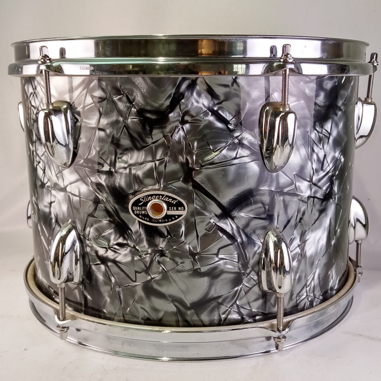 Slingerland 9x13" Black Diamond Pearl Tom Drum Vintage 70s BDP Natural Maple USA — main photograph