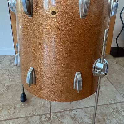 Vintage Ludwig Floor Tom 1966 - Champagne Sparkle 16 x 16 Keystone Badge image 4