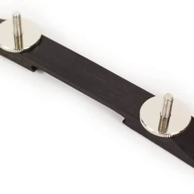 008-0631-000 Gretsch Ebony Guitar Bridge Base and Nickel Thumbwheels
