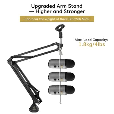 TONOR T20 Microphone Arm Stand, Adjustable Suspension Boom Scissor Mic Stand with Pop Filter image 2