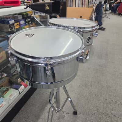 Latin Percussion LPA256 Aspire Series 13/14" Timbale Set with Stand and Cowbell - Steel/Chrome image 7
