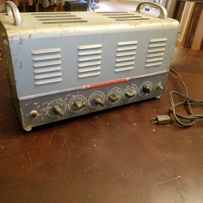 Webster Electric Rare Early Mono Tube PA Amp Mixer 1/4" phone inputs 25 Watt head 6L6 82-25 1950s - Hammered Grey metallic paint image 1