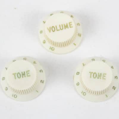 1970s-1980s Fender Stratocaster Strat White/Cream Volume/Tone Knob Set ~VINTAGE~ image 1