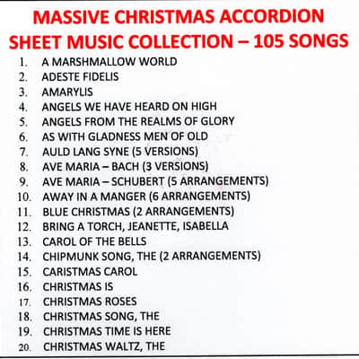 Massive Christmas Accordion Sheet Music DVD with 105 Selections image 2