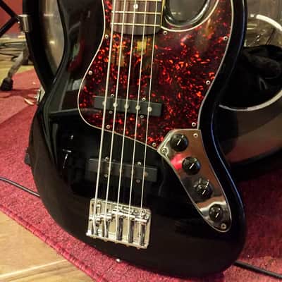 Fender Deluxe Active Jazz Bass V 5 string MIM Mexico black GREAT player CLEAN image 8