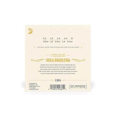 D'Addario EJ82A Nickel-Plated Steel 10-String Viola Brasileira Strings - Ball End .012-.034 Cebolao Re and Boiadeira image 2