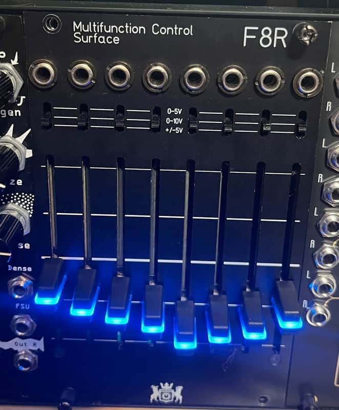 Michigan Synth Works F8R Fader Bank - Jacks on Top (Black) - Black image 1