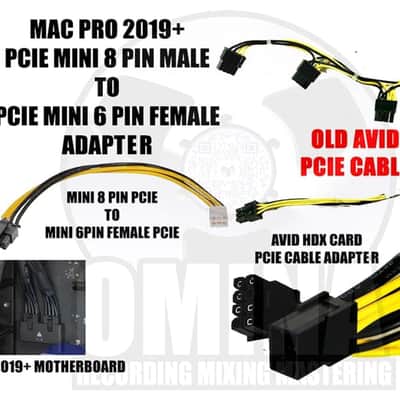 AVID MAC PRO 2019+ PCIE Power Cord Adapter Mini 8 PIN (M) to Mini 6 PIN (F) image 1
