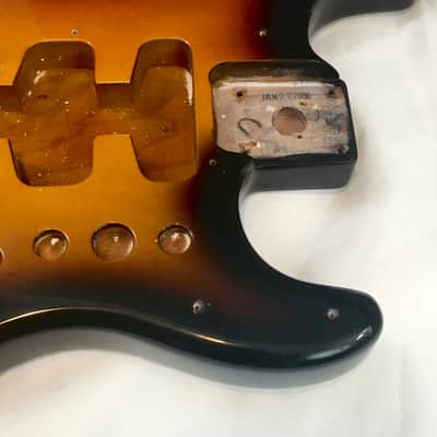 Vintage Fender Aged Relic Standard Strat Guitar Body Sunburst Semi Loaded + Bridge Hardware 5.1 lb JAN 27 2000 RARE! image 3