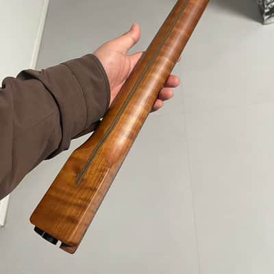 Round End stainless steel 22frets Roasted flame Maple Electric guitar neck Spoke Wheel Truss Rod 25.5inch hole 10mm  Satin image 3