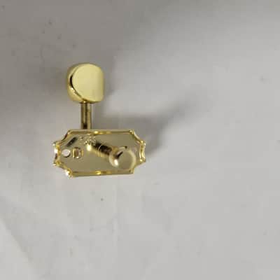 Gold vintage Kluson style tuning key with oval metal button 2010s - Gold image 4