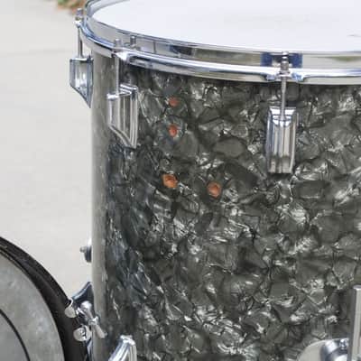 Vintage 60's Rogers Black Diamond Pearl Drum Set Matching Snare image 6